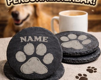 Coasters with paw print motif – stylish & with heart