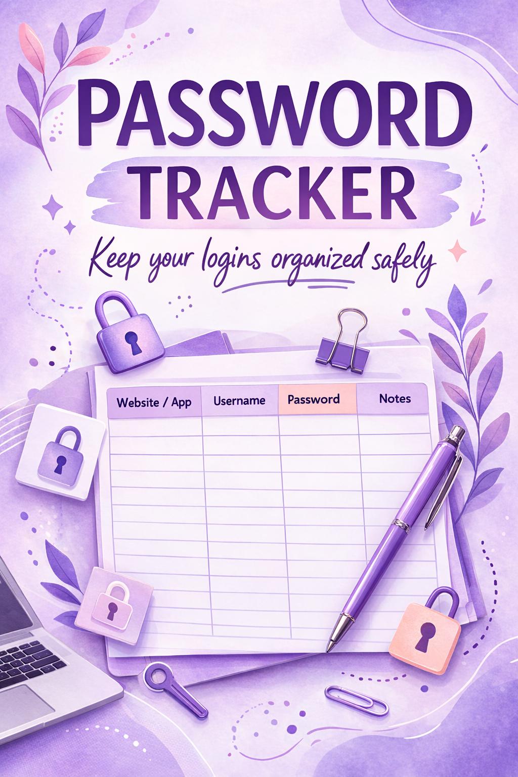 Password Collectore Password Tracker Printable PDF, Password Log Book, Internet Password ...