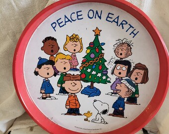 Snoopy Peanuts Ceramic Snack Vanity Tray Table Plate Charlie Brown Christmas