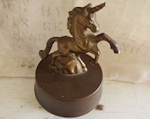 Vintage UNICORN Brass MUSIC BOX Figurine