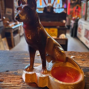 Vintage Chalkware Dog With Ashtray - Etsy