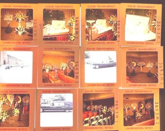 Vintage Funeral Home Slide Lot (14) Open Casket Hearse Mourning Photos Funeral Oddity 1960s