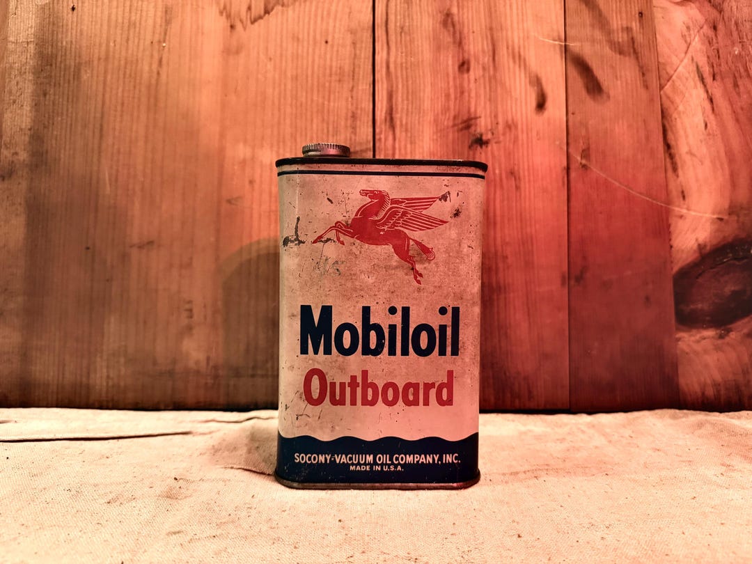 Vintage Mobiloil Outboard Motor Oil Can - Etsy