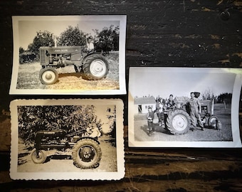 Vintage Farm Tractor Photograph Lot John Deere Snapshot Set 1940s–1950s