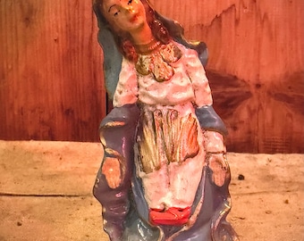 Vintage Chalkware Virgin Mary Figurine | Small Religious Statue | Catholic Devotional Figure | 1940s–1960s