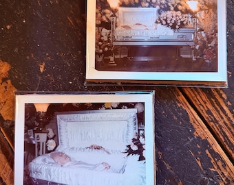 Vintage Postmortem Funeral Photographs Casket Viewing Snapshot Set Oddity 1960s–1980s