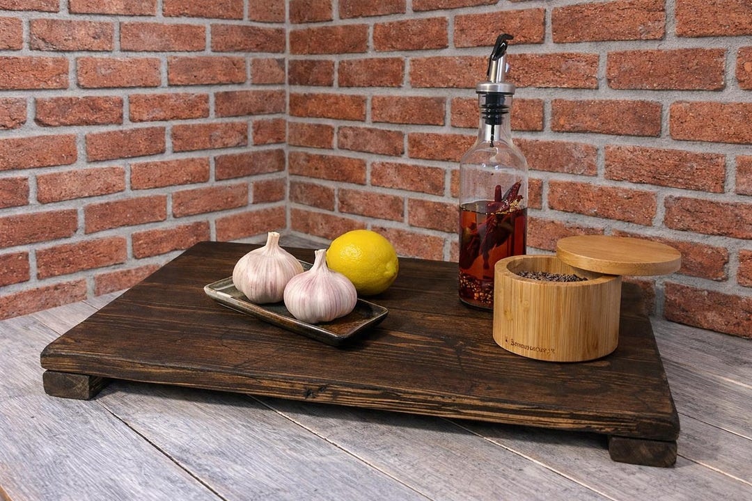 Counter Top Risner Reclaimed Wood Countertop Riser | Rustic Farmhouse Kitchen Decor Stand ...