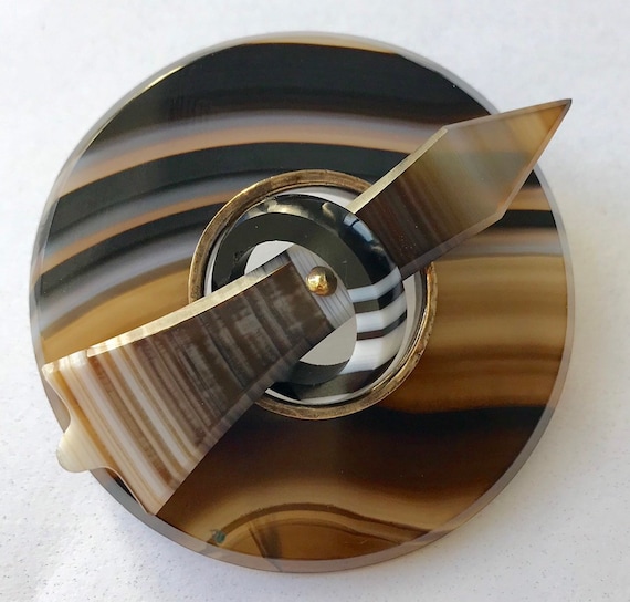 Antique Scottish Banded Agate Brooch Arrow Pin Bro