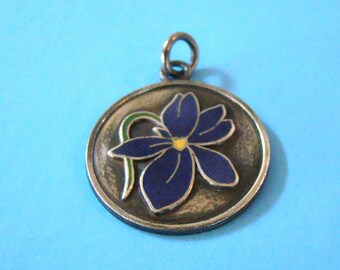 Vintage Sterling Purple Enamel Flower Charm