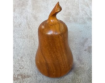 Vintage 1969 Pigeon Forge Tennessee Hand Carved Wood Pear Sculpture Folk Art 5"