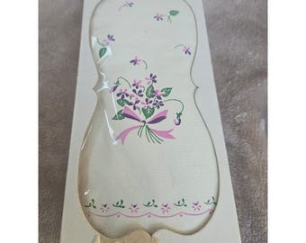 Vintage Pakay Guest Towels 24 Count Violet Bouquet Floral Purple Pink New Box