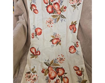 Vintage Fruit Harvest Linen Tea Towel Pear Apple Floral Autumn Kitchen Decor