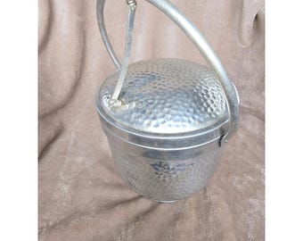 Vintage Italian Hammered Aluminum Ice Bucket SB-501 Made in Italy Mid Century