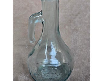 Vintage Aceto Tradizionale DiVino Italian Recycled Glass Cruet Decanter Embossed
