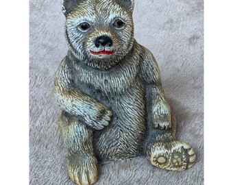 Vintage Lipco Sitting Bear Figurine Brown Textured Resin Animal Statue Taiwan