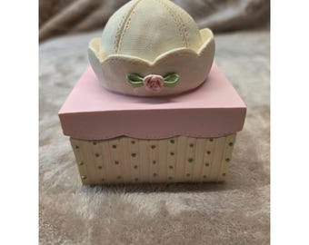 Vintage Enesco "Growing up Girls" prydnadsask prickig resin minnessak smycken