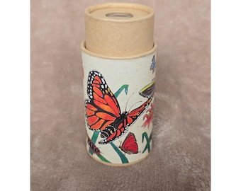 Vintage Butterflies Kaleidoscope Cardboard Optical Toy Nature Illustration 4.25"
