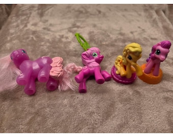 My Little Pony Lot of 4 G3 G4 Mcdonalds Figures Pinkie Pie Applejack Keychain