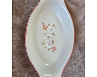 Chantilly Steinzeug Japan Oval Floral Servierplatte Rosa Weiß Gelb Blumen