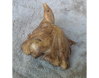 Vintage Hand Carved Wood Burl Bird Sculpture Folk Art Figurine Rustic Decor