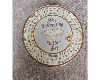Autumn Harvest Pie Decorating Cutter Set 6 Piece Fall Shapes with Storage Tin