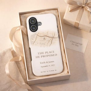 Custom Proposal Map Phone Case, Engagement Memory Gift, iPhone Samsung Compatible