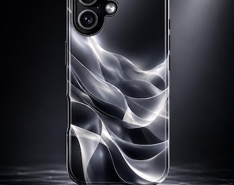 Silver Smoke Phone Case Black Grey Abstract Case Luxury Wave Aesthetic Cover