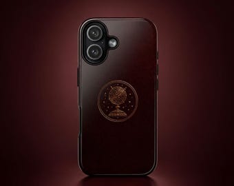 Astronomical Globe Phone Case Burgundy iPhone Case Dark Academia Phone Case Celestial Luxury Case Vintage Observatory Tough Cover