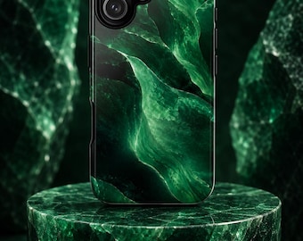 Emerald Gemstone Phone Case Green Marble Case Abstract Luxury Crystal Aesthetic Cover
