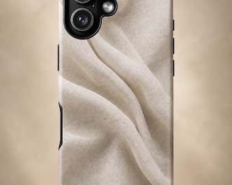 Ivory Velvet Matte Phone Case Cream Fabric Texture Case Minimalist Neutral Luxury Aesthetic Cover