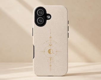 Celestial Stone Phone Case Beige Moon Phase iPhone Case Luxury Minimalist Astronomy Phone Case Neutral Aesthetic Tough Case
