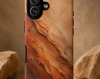 Desert Sandstone Phone Case Warm Stone Texture Case Earthy Luxury Aesthetic Cover