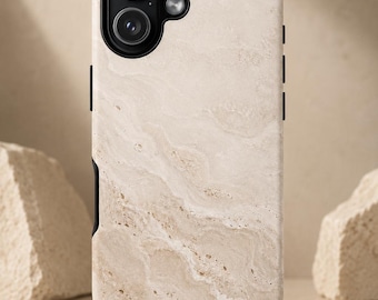 Travertine Phone Case Neutral Stone Texture Case Minimalist Beige Luxury Aesthetic Cover
