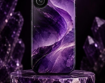 Amethyst Crystal Phone Case Purple Gemstone Case Abstract Luxury Marble Aesthetic Cover