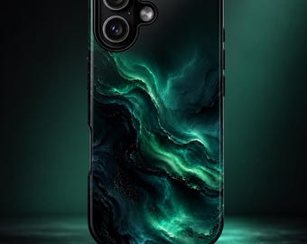 Emerald Marble Phone Case Green Stone Texture Case Dark Luxury Abstract Aesthetic Cover