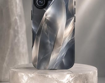 Silver Prism Phone Case Metallic Crystal Case Abstract Luxury Grey Aesthetic Cover