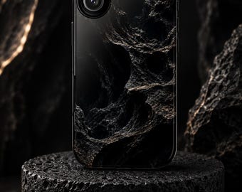 Void Relic Phone Case Dark Cavern Texture Case Luxury Black Stone Abstract Aesthetic Cover
