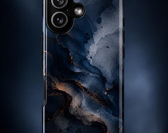 Midnight Marble Phone Case Navy Stone Texture Case Abstract Luxury Dark Aesthetic Cover