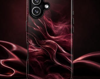 Midnight Rose Phone Case Dark Pink Abstract Case Luxury Smoke Aesthetic Cover