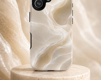 Ivory Pearl Phone Case Glossy Marble Case Neutral Abstract Luxury Aesthetic Cover