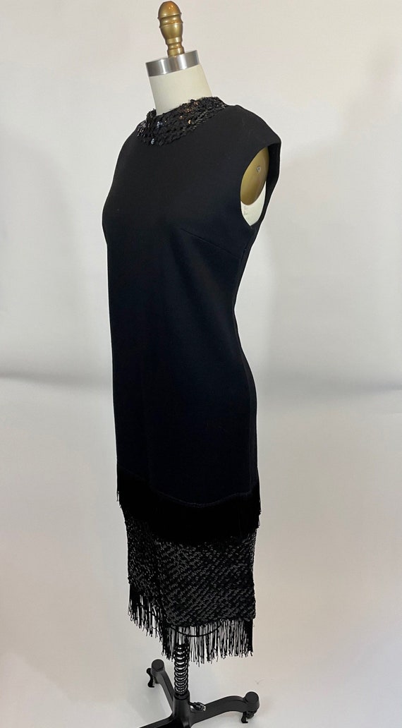 Vintage 1960s Leslie Fay Knits Black Shift Dress … - image 2