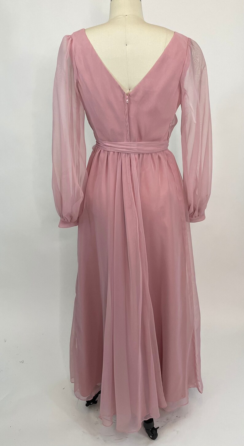 Vintage Late 1970s Pink Chiffon Maxi Dress With Sequin | Etsy