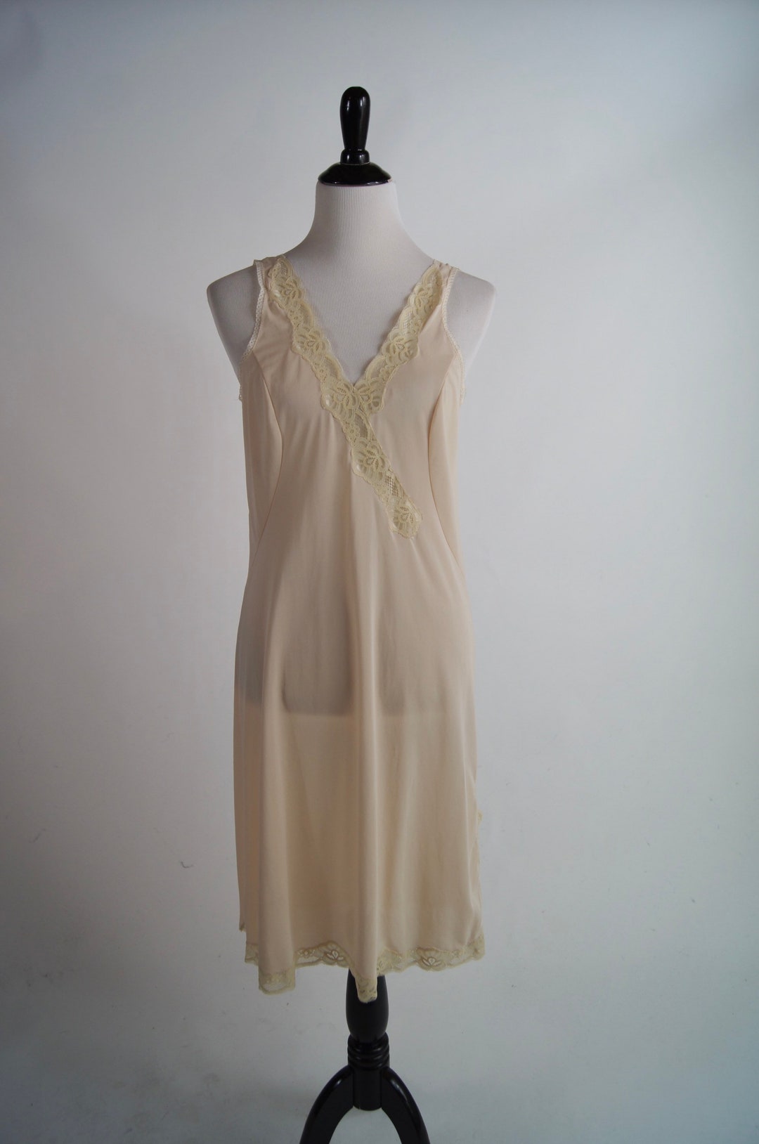 Vintage A&M Blush Pink Slip With Ivory Lace Insets S M - Etsy