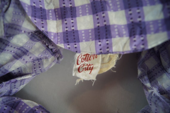 Vintage 1950s Cotton City Purple Check Cotton Dre… - image 4