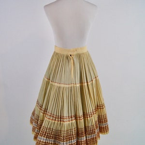 Vintage 1950s Pleated Ivory Full Skirt with Copper Ric Rac Trim, Small image 5