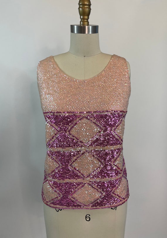 Vintage 1960s British Hong Kong wool Knit Sequin … - image 1