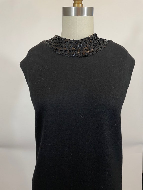 Vintage 1960s Leslie Fay Knits Black Shift Dress … - image 3