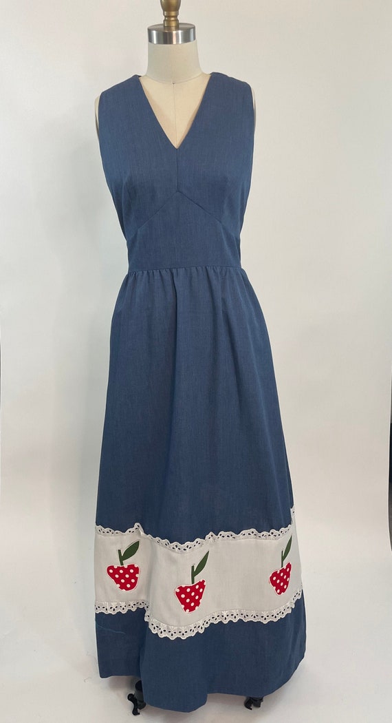 knee length dresses for ladies Light Blue Chambray Smocked Maternity Maxi Dress main image 0