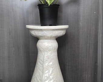Vintage Iridescent Ceramic Plant Stand, Hollywood Regency Pedestal Planter, Pearl Glaze Decorative Column, Glam Home Decor