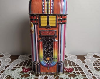 Vintage Jukebox Tin Money Box Churchill's, Rock and Roll Retro